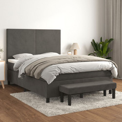 vidaXL Κρεβάτι Boxspring με Στρώμα Σκούρο Γκρι 140x200cm 3137726