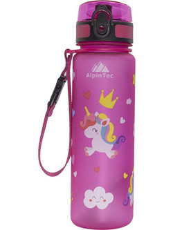 AlpinPro AlpinTec Kids Unicorn Παιδικό Μπουκάλι Πλαστικό BPA Free με Καλαμάκι Φούξια 500ml