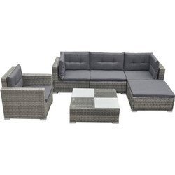 vidaXL Σετ Σαλόνι Κήπου Rattan 6τμχ Γκρι 42744