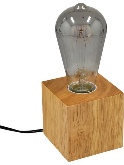 GloboStar Cube 99405 Ξύλινο Επιτραπέζιο Φωτιστικό, E27 Κύβος Μπεζ - Φυσικός Άχρωμος Δρυς 16731