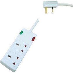 Eurolamp 147-62350 Πολύπριζο 2 Θέσεων με Καλώδιο 3m Χωρίς Καλώδιο Λευκό UK Plug 5206139067876