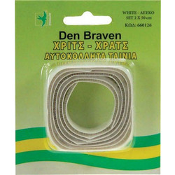 Ταινία Αυτοκόλλητη Λευκή Χρίτς-Χράτς 2cmx50cm DEN BRAVEN