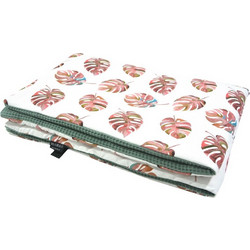 Lanila Basil Monstera Κουβέρτα Αγκαλιάς Πικέ 75x100 Λευκή Πράσινη