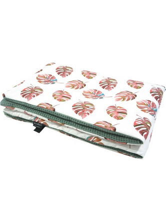 Lanila Basil Monstera Κουβέρτα Αγκαλιάς Πικέ 75x100 Λευκή Πράσινη