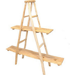 Ραφιέρα/σκάλα ξύλινη με δύο ράφια 150cm Keleman 300598VA