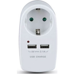 Πρίζα Σούκο με Γείωση και 2 Θύρες USB Λευκό Σώμα 8795 V-TAC