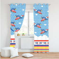 Mc Decor Παιδική Κουρτίνα με Τρουκς 140x280 Αεροπλάνο