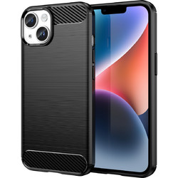 Carbon Case for iPhone 14 Plus flexible gel back cover black