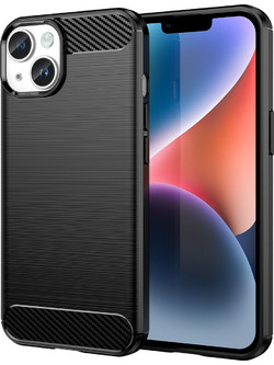 Carbon Case for iPhone 14 Plus flexible gel back cover black