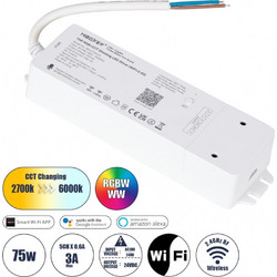 GloboStar 71441 WL5-P75V24 Mi-BOXER DC Smart Wifi & RF 2.4Ghz Power Supply Τροφοδοτικό SELV & Controller / Dimmer All in One 5 Καναλιών AC100-240V σε DC 24V 5 x 0.6A 14.4W - Max 3A 75W - IP20 RGBW+WW