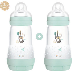 Mam Easy Start Σετ Πλαστικά Μπιμπερό με Θηλή Σιλικόνης κατά των Κολικών 2m+ Raccoon Blue 2x260ml