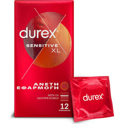Durex Sensitive XL Προφυλακτικά Λεπτά με Λιπαντικό 12τμχ