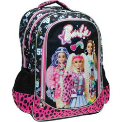 Gim Barbie Extra Σχολική Τσάντα Πλάτης Δημοτικού Μαύρη Ροζ 349-76031
