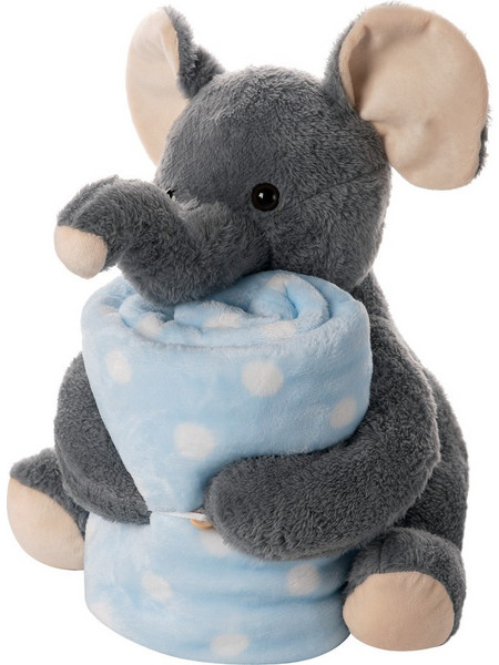 Silk Fashion Elephant Grey Κουβέρτα Αγκαλιάς Βελουτέ με Λούτρινο 80x120 Γαλάζια