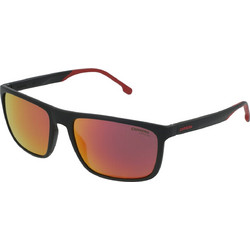 Carrera 8047/S 003/UZ Ανδρικά Γυαλιά Ηλίου Τετράγωνα Κοκάλινα Μαύρα με Κόκκινο Καθρέπτη Φακό