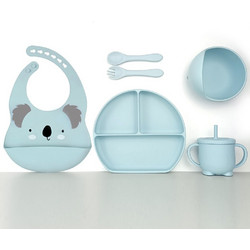 BabyCloud Βρεφικό Σετ Φαγητού Σιλικόνης Koala Ciel 5τμχ