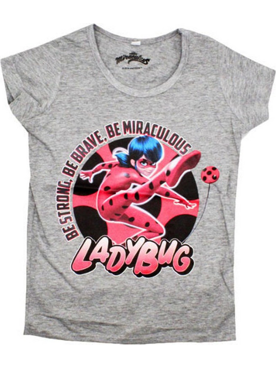 Εφηβική Κοντομάνικη Μπλούζα Ladybug Miraculous Γκρι Χρώμα Disney