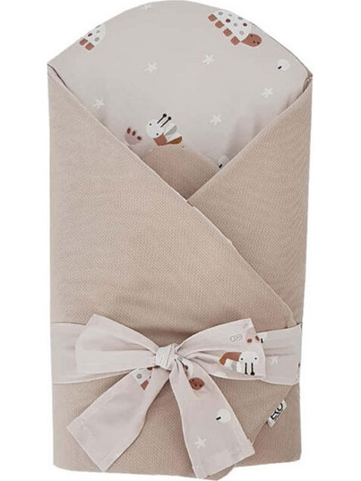 Ekokids Bees Κουβέρτα Αγκαλιάς Βαμβακερή 75x75 Λευκή Μπεζ