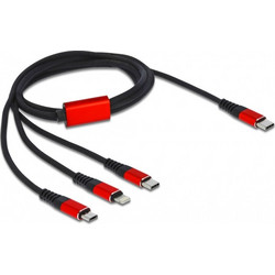 DeLOCK 86711 καλώδιο USB 1 m USB 2.0 USB C USB C/Micro-USB B/Lightning Μαύρος (Μαύρο) Κόκκινο