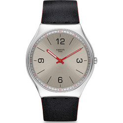 Swatch Skinmetal Ανδρικό Ρολόι με Μαύρο Δερμάτινο Λουράκι SS07S104