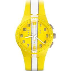 Swatch Amorgos Γυναικείο Ρολόι Χρονογράφος με Κίτρινο Καουτσούκ Λουράκι SUSJ100