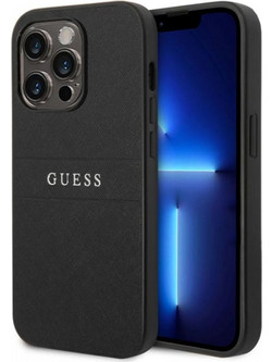 Guess Saffiano Strap Back Cover Black (iPhone 14 Pro Max)