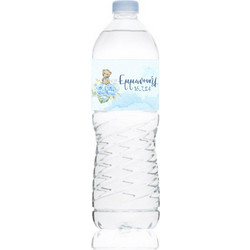 Ετικέτα Νερού Βάπτισης για μπουκάλι 0,5L Αυτοκόλλητη 20 x 4 εκατοστά με Αρκουδάκι, Λουλούδια