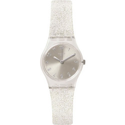 Swatch Glistar Γυναικείο Ρολόι με Ασημί Καουτσούκ Λουράκι LK343E