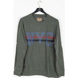 EXPLORER t-shirt λαιμοκοψη χακι 100%βαμβακι με σταμπα logo εμπρος κανονικη γραμμη