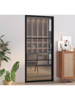 vidaXL Πόρτα Εσωτερική Γυάλινη Μαύρη 93x201.5cm 350562
