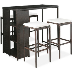 vidaXL Σετ Μπαρ Κήπου Rattan 5τμχ Καφέ 3064913