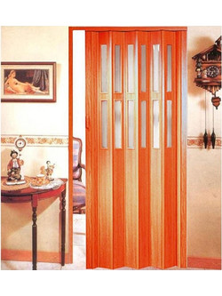 Πόρτα Εσωτερική Φυσαρμόνικα PVC με Τζάμι Καφέ 79x203cm 175401.0011
