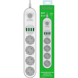 CELLY ΠΟΛΥΠΡΙΖΟ 4Θ. ΜΕ 4USB 2m SWPWSTRIPUSBWH ΛΕΥΚΟ