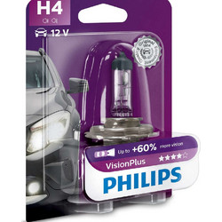 Philips H4 VisionPlus Αλογόνου 12V 60/55W 1τμχ