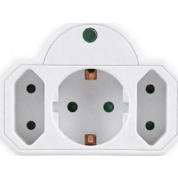 Πολύμπριζο Powertech PT-816 1x Schuko 2x Euro 16A White