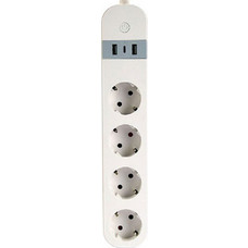 GEMBIRD SMART POWER STRIP WITH USB CHARGER 4 SOCKETS WHITE