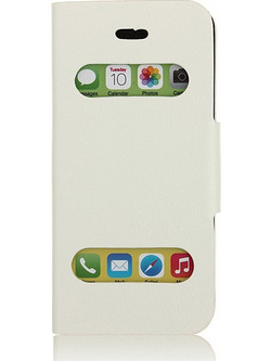 iPhone 5C Caller ID Leather Stand Case - White OEM