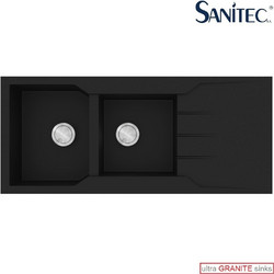 Sanitec Ultra Granite 801 Επικαθήμενος Νεροχύτης Γρανίτη Αντιστρεφόμενος Ματ Nero 116x50cm
