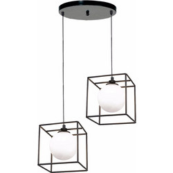 InLight 4020-2-BL Κρεμαστό Φωτιστικό Οροφής Δίφωτο Black 2xG9 λευκη οπαλινα