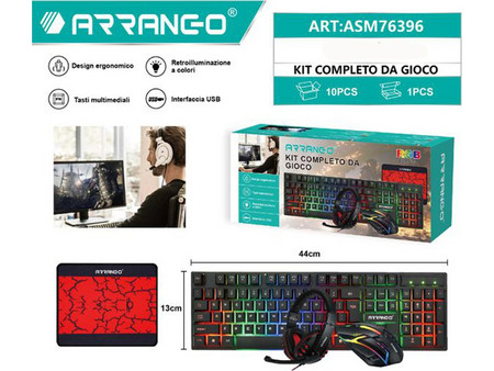 Arrango ASM76396 Σετ Gaming Πληκτρολόγιο RGB Black