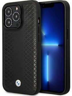 Case BMW BMHMP14X22RFGK iPhone 14 Pro Max 6.7" black/black Leather Diamond Pattern MagSafe