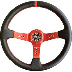 Τιμόνι βαθύκωνο 35cm δέρμα HW-0244R SPARCO Κόκκινος σκελετός