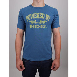 DIESEL T-SHIRT ΚΟΝΤΟΜΑΝΙΚΟ ΜΠΛΕ ΜΕ ΛΑΙΜΟΚΟΨΗ ΚΑΙ ΣΤΑΜΠΑ ΜΕ ΤΟ LOGO ΕΜΠΡΟΣ REGULAR FIT