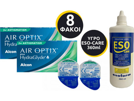 Alcon Air Optix Φακοί Επαφής Αστιγματικοί 3τμχ + 1 Υγρό ESO 360ml
