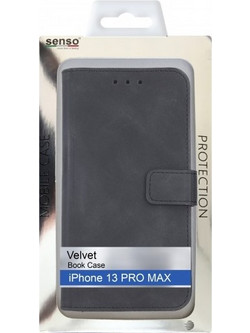 Senso Velvet Book Case Black (iPhone 13 Pro Max)