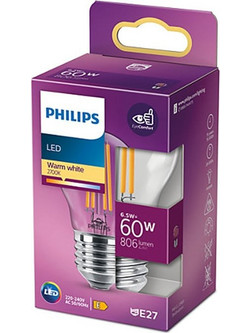 Philips E27 LED Warm White Filament Ball Bulb 6.5W LPH02374