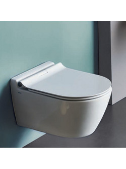Λεκάνη Κρεμαστή Λευκή Serel Smart SM25 (51.5 cm) Με Κάλυμμα Βακελίτη Slim Soft close αποσπώμενο (9005SC-300)