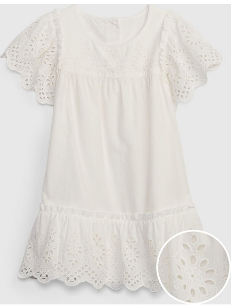Άσπρο Νηπιακό Tiered Eyelet Φόρεμα new off white