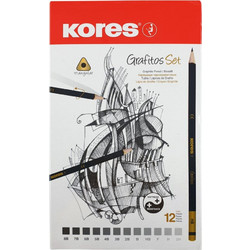 Kores Bleistift Grafitos Art 12er Metalletui KnstlerSet sortiert in unterschiedlichen Hrtegraden 1 Stck (BB92162)