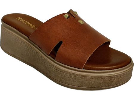 IOANNIS shoes, Δερμάτινα Γυναικεία Σανδάλια, Πλατφόρμες, 358TD, Ταμπά Δέρμα